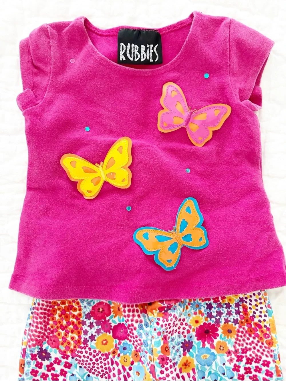 Rubbies 12m matching set Bright Pink Butterfly Appliqué Top + matching pants
